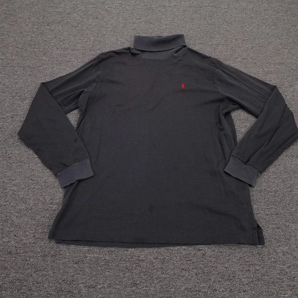 Vintage Polo Ralph Lauren Shirt Mens Large Black Turtleneck Tee Made USA